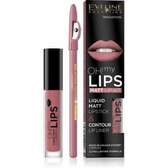 +EVELINE LIPS MATNÝ TEKUTÝ RÚŽ+ KONTÚR CERUZKA Č7. BABY NUDE